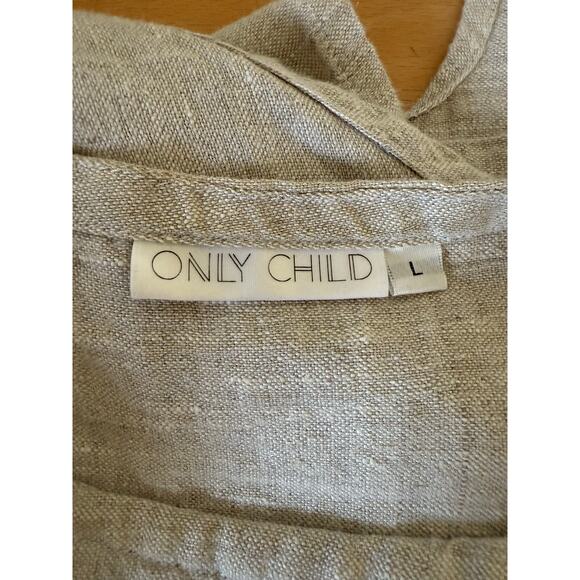 Only Child Luzon Line Tie Front Shirt in Beige Size Large - Picture 7 of 7